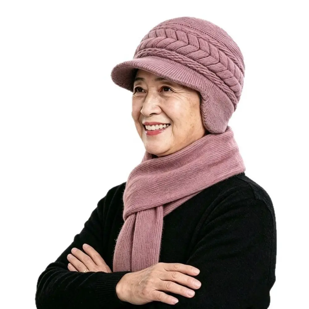 Cozy Thickened Knitted Winter Hat Duck Tongue Style Velvet Lined Ear Protection Cap Knitted Yarn Added Warm Knit Hat For Women