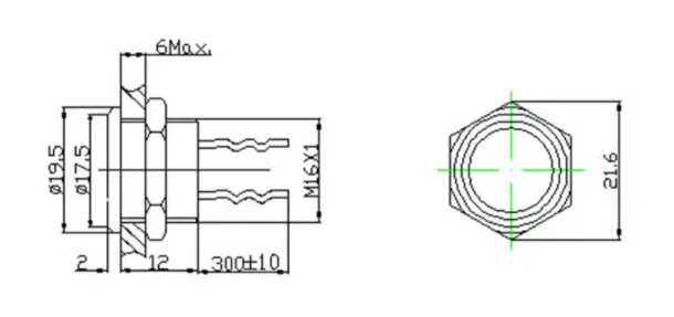 방수 금속 터치 압력 압전 스위치, 수중 단추, IP68, 16mm, 19mm, 22mm, 5 개