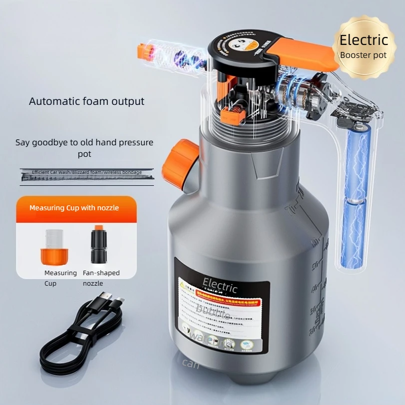 Electric Car Wash Foam Sprayer Household Car Wash Liquid Foam Making Magic Tool High Pressure Pa Spray Bottle Complete Set Of To