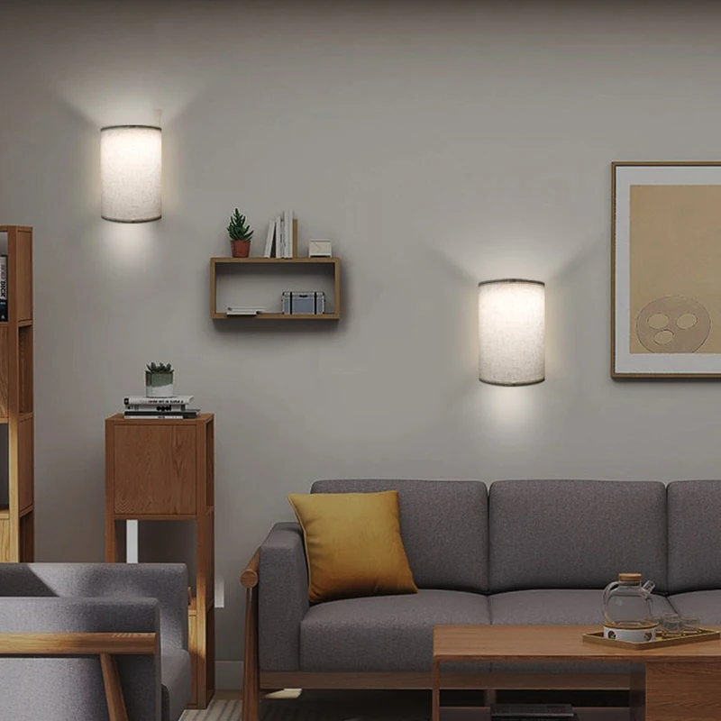 LED Fabric Bedside Wall Lamp Bedroom Charge Magnetic Suction Indoor Lighting tricolor Retro Atmosphere Wall Lamp Remote Control