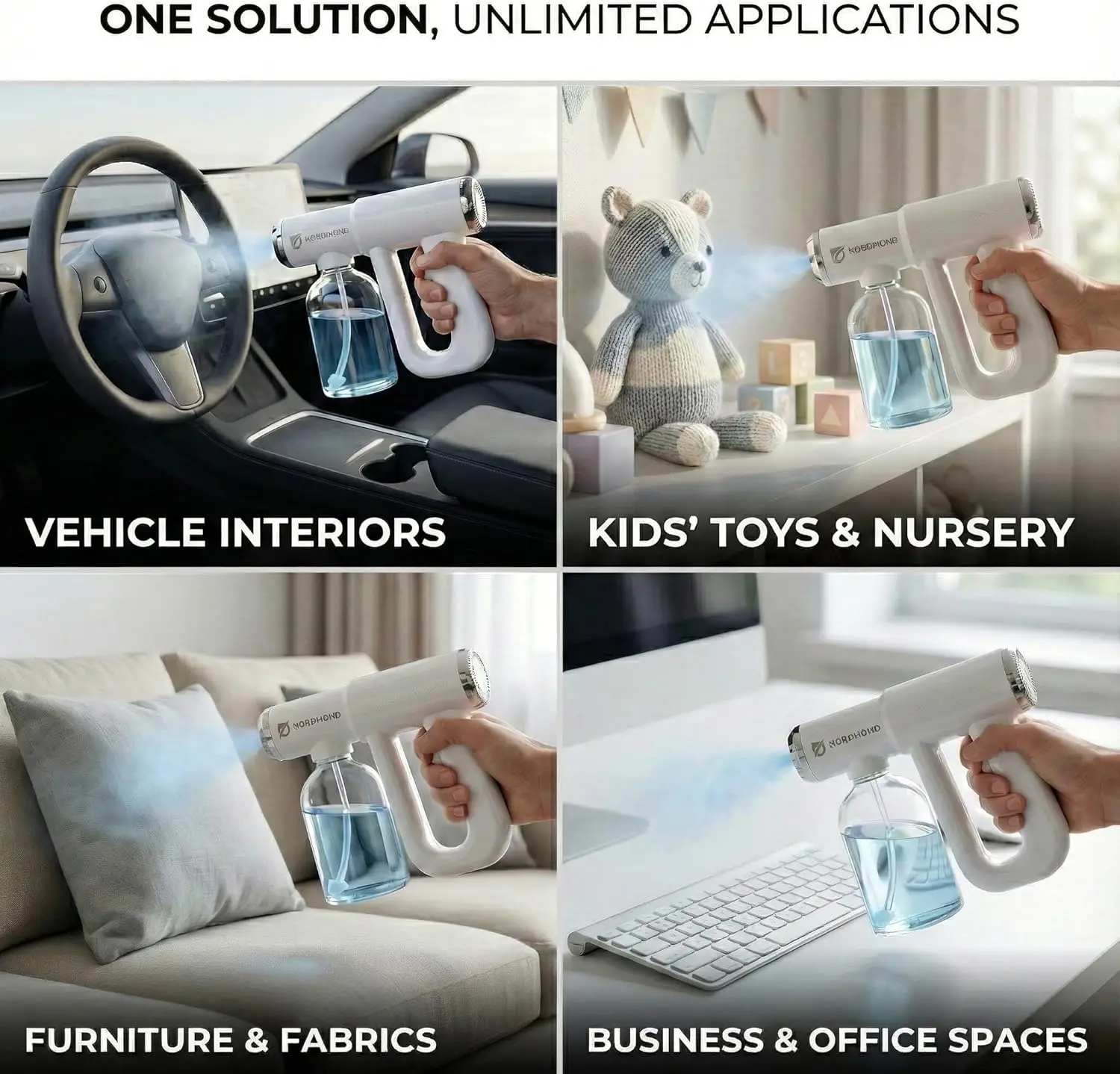 مبيد مطهر لاسلكي احترافي - رذاذ ULV مع ضوء أزرق - بخاخ مطهر قابل لإعادة الشحن للمنزل والأعمال