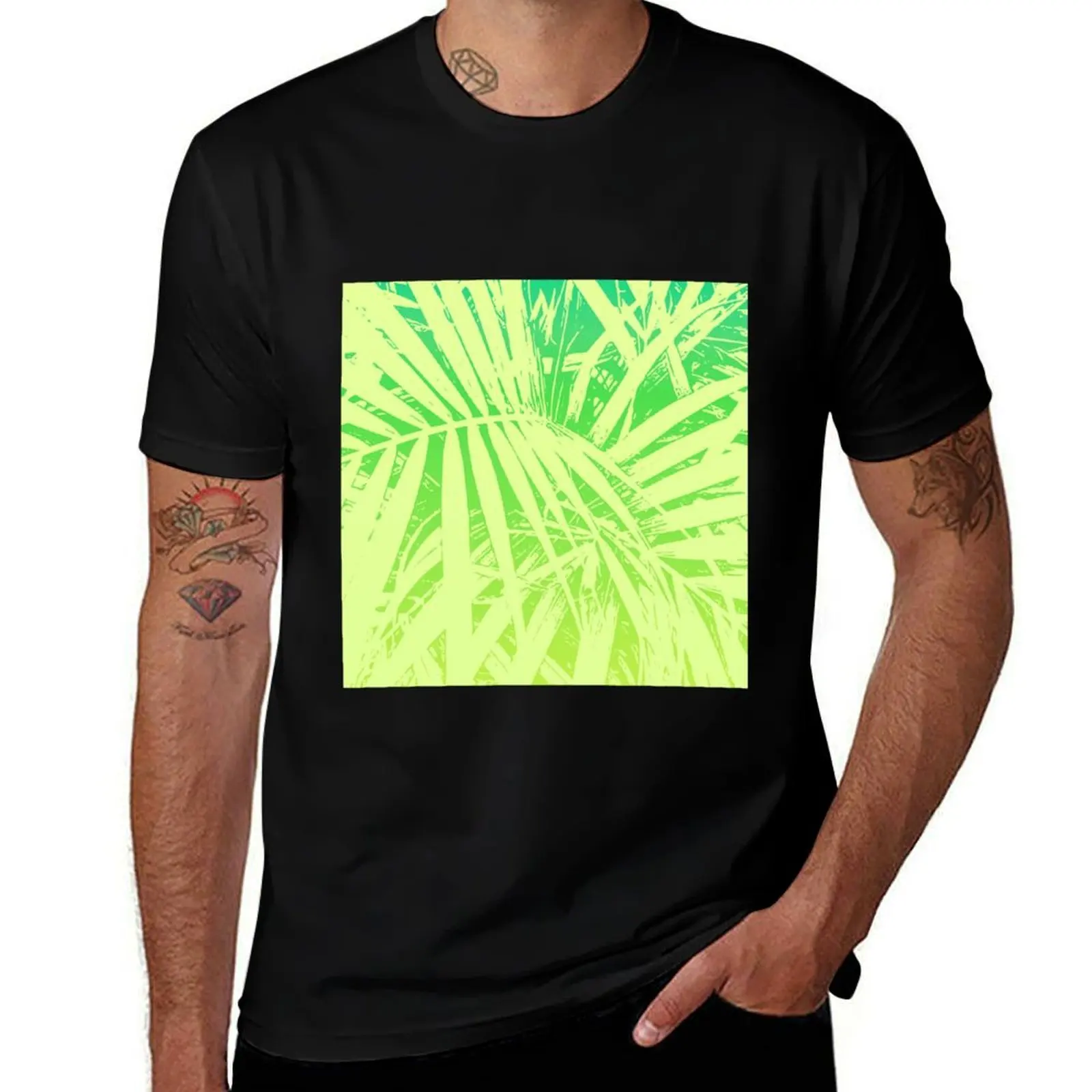 

Green Gradient Palm Fronds T-Shirt tshirts personalised football t shirt cheap stuff men graphic t shirts