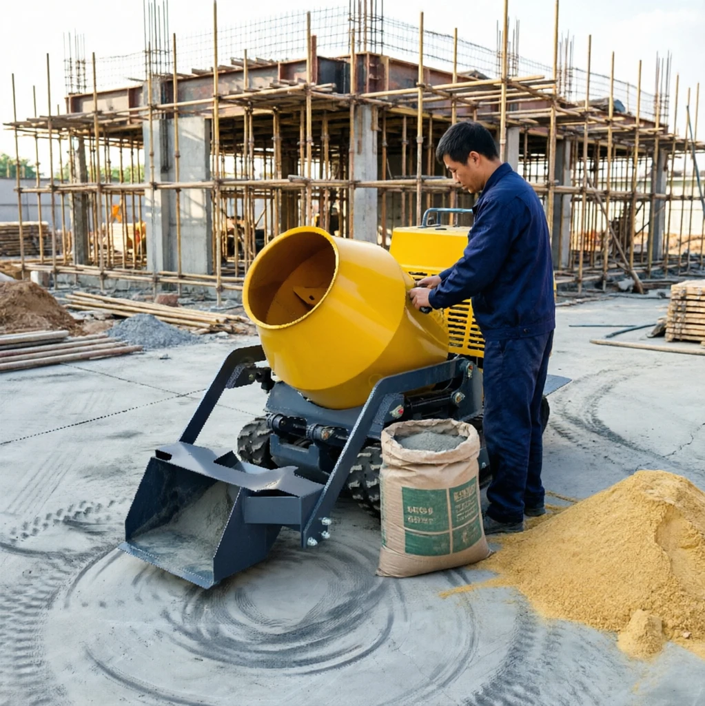 New Crawler Self Loading Concrete Mixing Tank Seamless Welded Drum Anti-leak Design Complex Terrain Self-built House Machinery