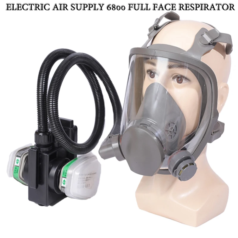 Electric Powered Air Supply Full Face 6800 Mask Chemical Gas Respirator Work Safety For Industrial Welding Painting Spraying