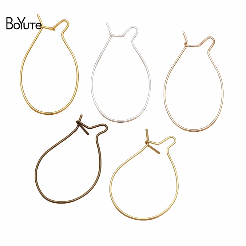 BoYuTe (100 Pieces/Lot) Metal Brass 32MM Egg Shaped Ear Hook DIY Earring Accessories Handmade Materials