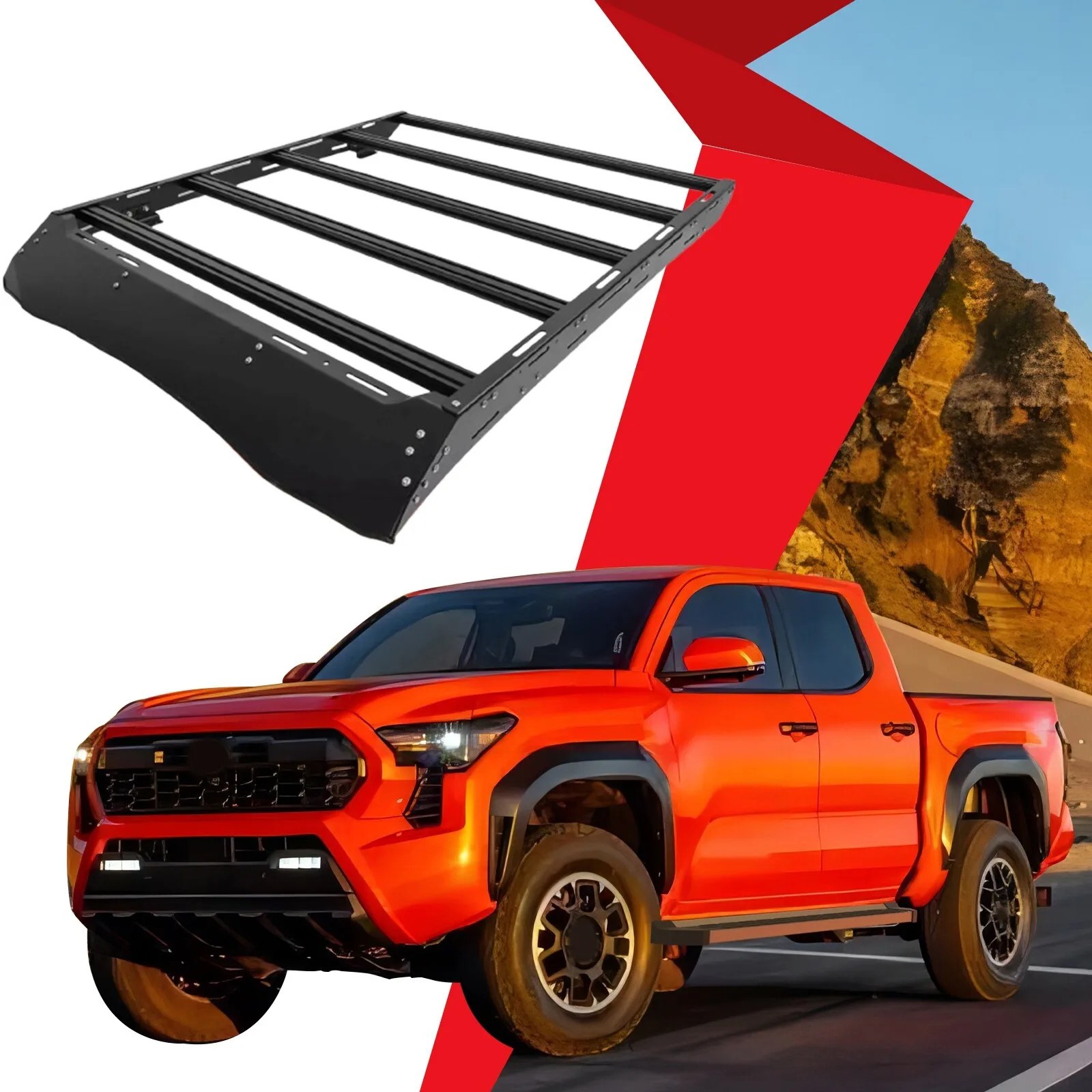 

800lbs Roof Rack Fit for 2024 2025 4th Gen Toyota Tacoma Double Cab/Crew Cab 4D