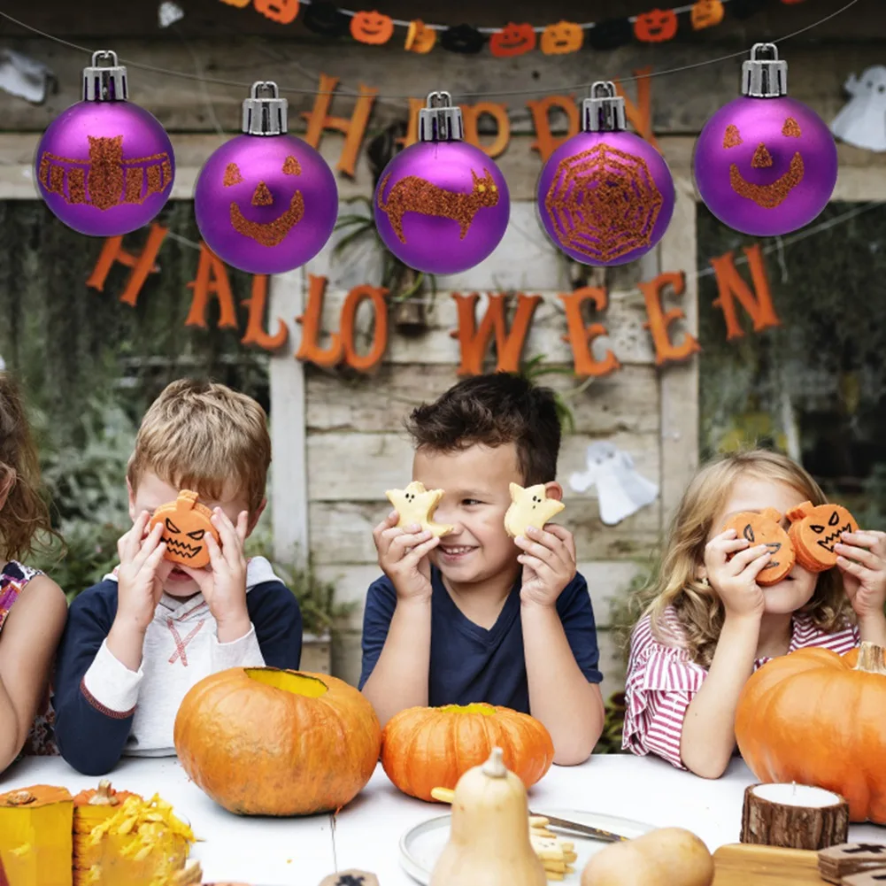 12pcs Halloween Decorative Paint Balls Festival Party Hanging Ball Home Party Decorations Outdoor Tree Pendant