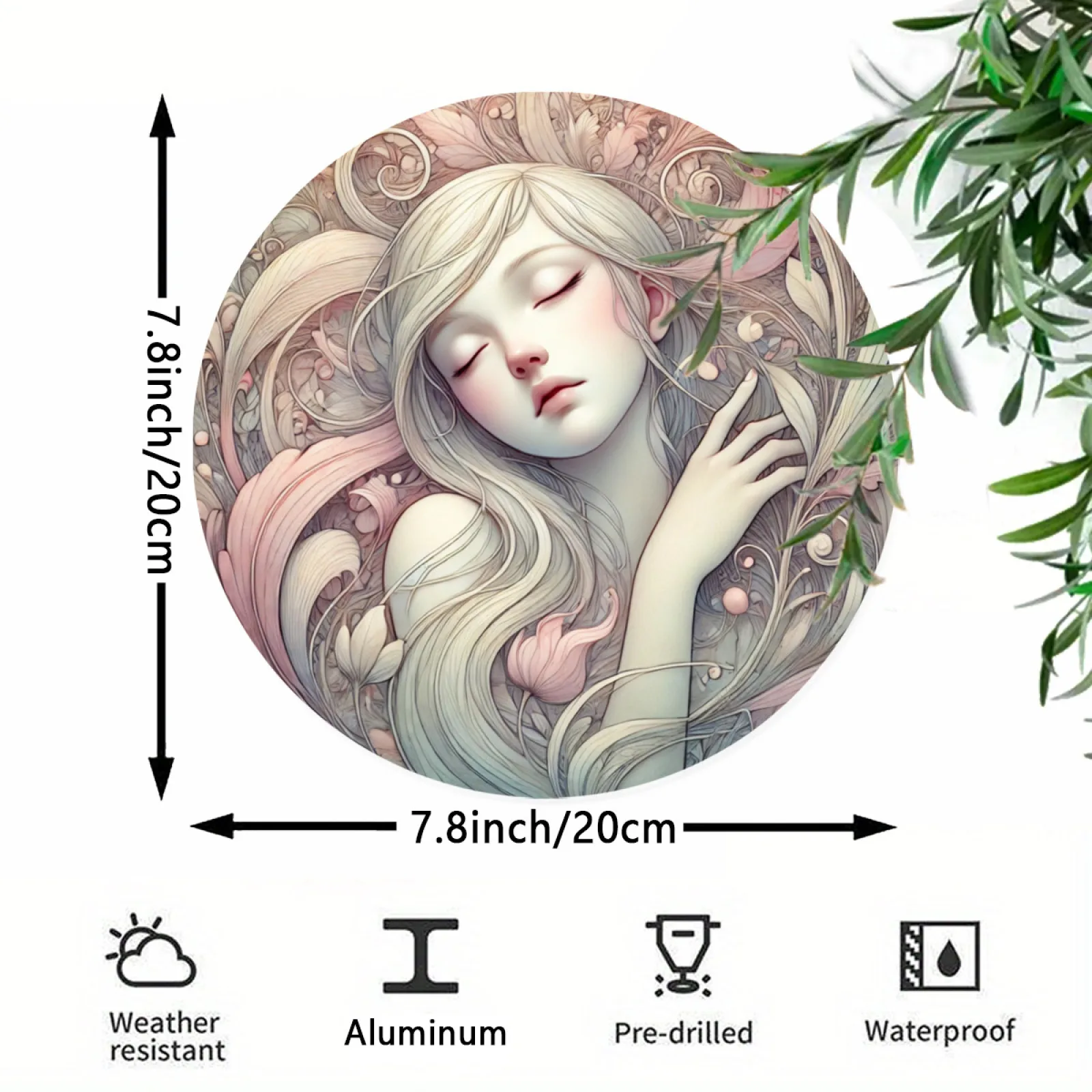 Room Decor 1pc Sleeping Beauty Themed Round Aluminum Wall Art, 7.8