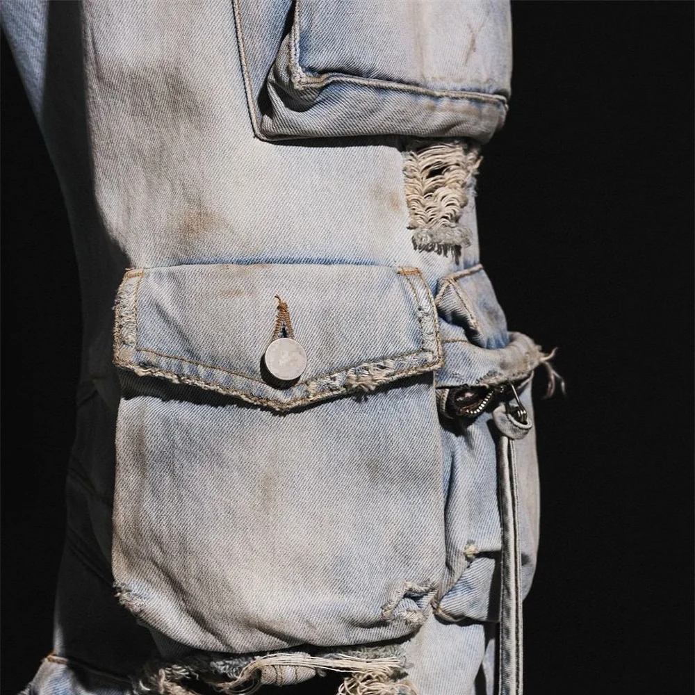 جينز نسائي قطني 2025، حمالة صدر ثقيلة مغسولة، ممزقة، شاهقة، ملابس نسائية، y2k جديدة، عصرية، عالية الجودة #3