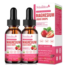 Mulittea Magnesium Glycinate Liquid High Potency Magnesium Glycinate 500mg Promotes Nerves Relaxation Muscles and Sleep Support