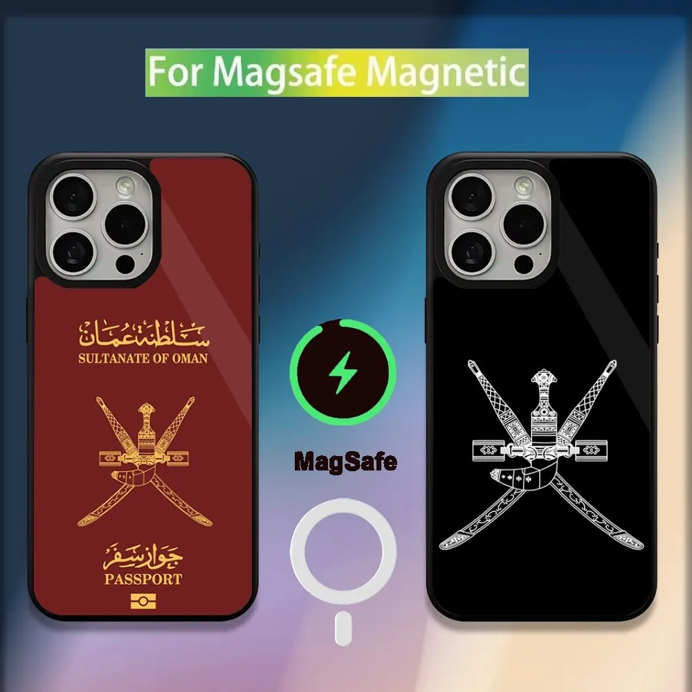 Omani Emblem Oman Flag Passport Phone Case For iPhone 16,15,14,13,12,11,Plus,Pro,Max,Mini Magsafe Magnetic Wireless Charging