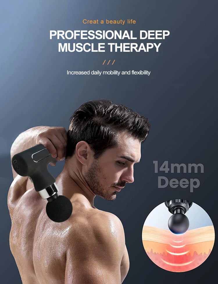 Mini Fascia . 5 Gears Vibration, Silicone Head Deep Muscle Massage . For Home Gym Fitness Post-Exercise Pain Relief