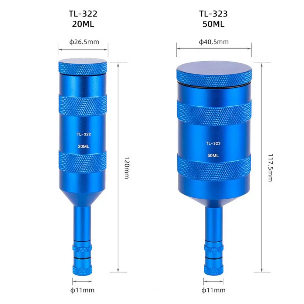 

50ml Bicycle Oil Container Bicycle Disc Brake Bleed Tool Oil Dispenser Bottle with Dual Connectors Heavy Duty Aluminum for Road