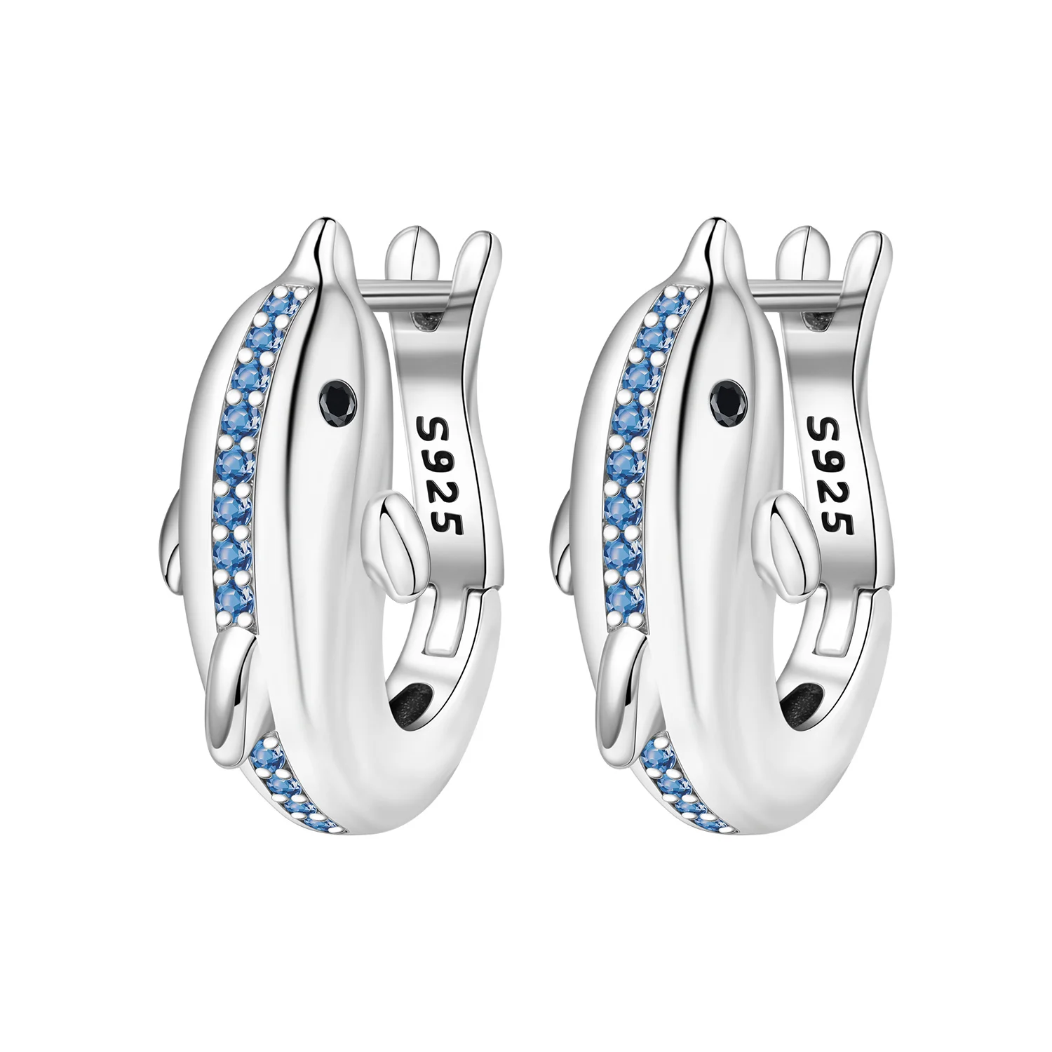 MISEFF S925 Sterling Silver Earring Exquisite Fishtail Blue Dolphin Earring For Women Fashion Jewelry Birthday Gift