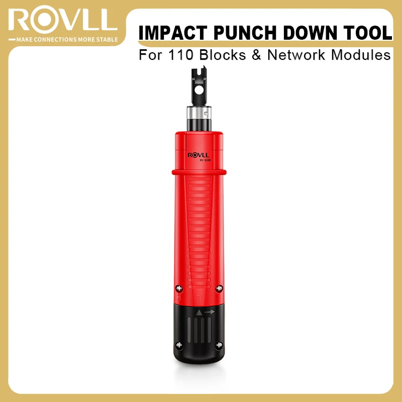 

Инструмент ROVLL Punch Down 110, тип лезвия, ударный блок Keystone Jack с хранилищем лезвий, регулируемая ударная мощность