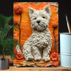 West Highland White Terrier Wall Art – Metal Decor for Home & Office with Raised Floral & Dog Design, High Bend Resistance