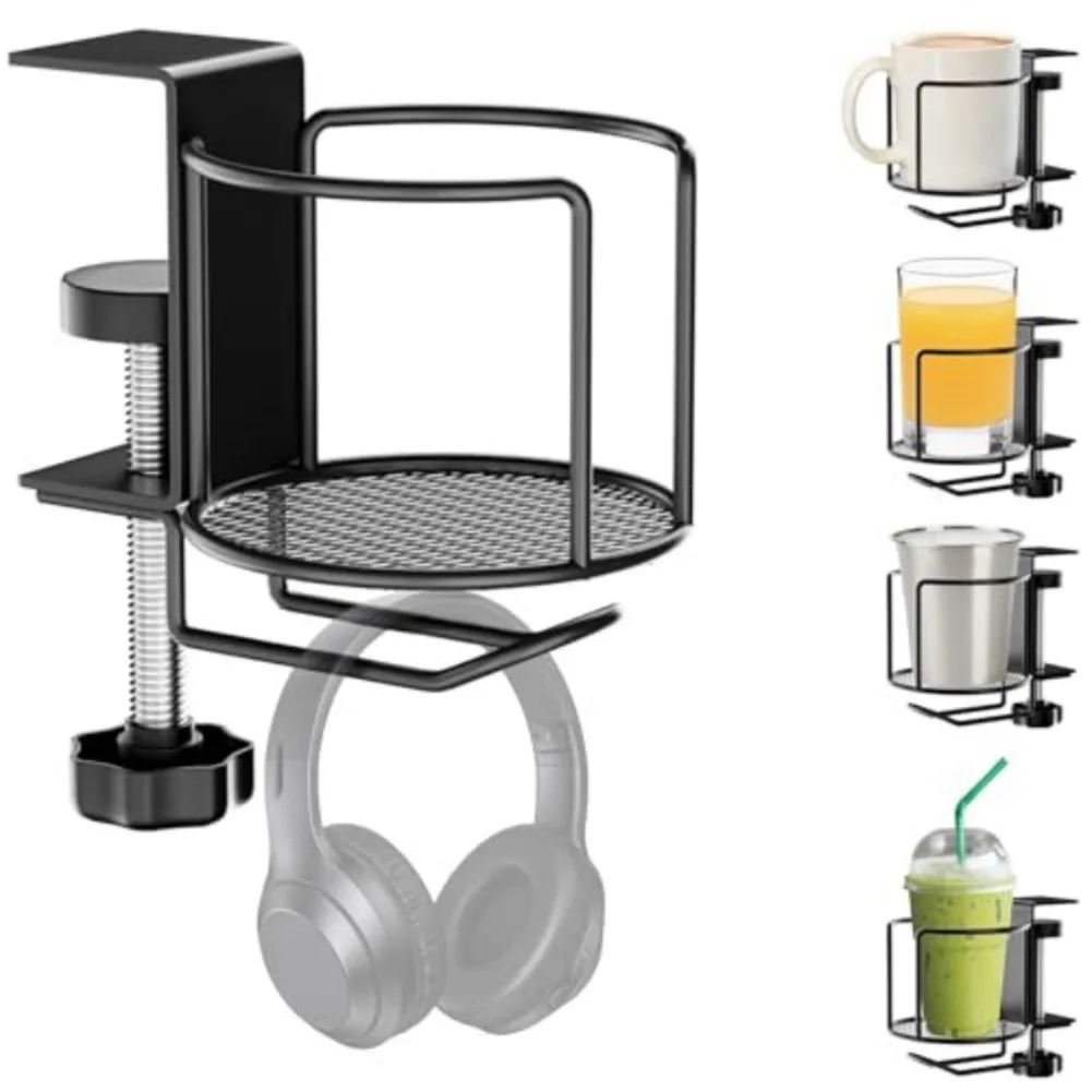 Tumbler Mount Desk Cup Holder Office Use Rust-proof Construction 304 Stainless Steel Plating Finish For Office Desk