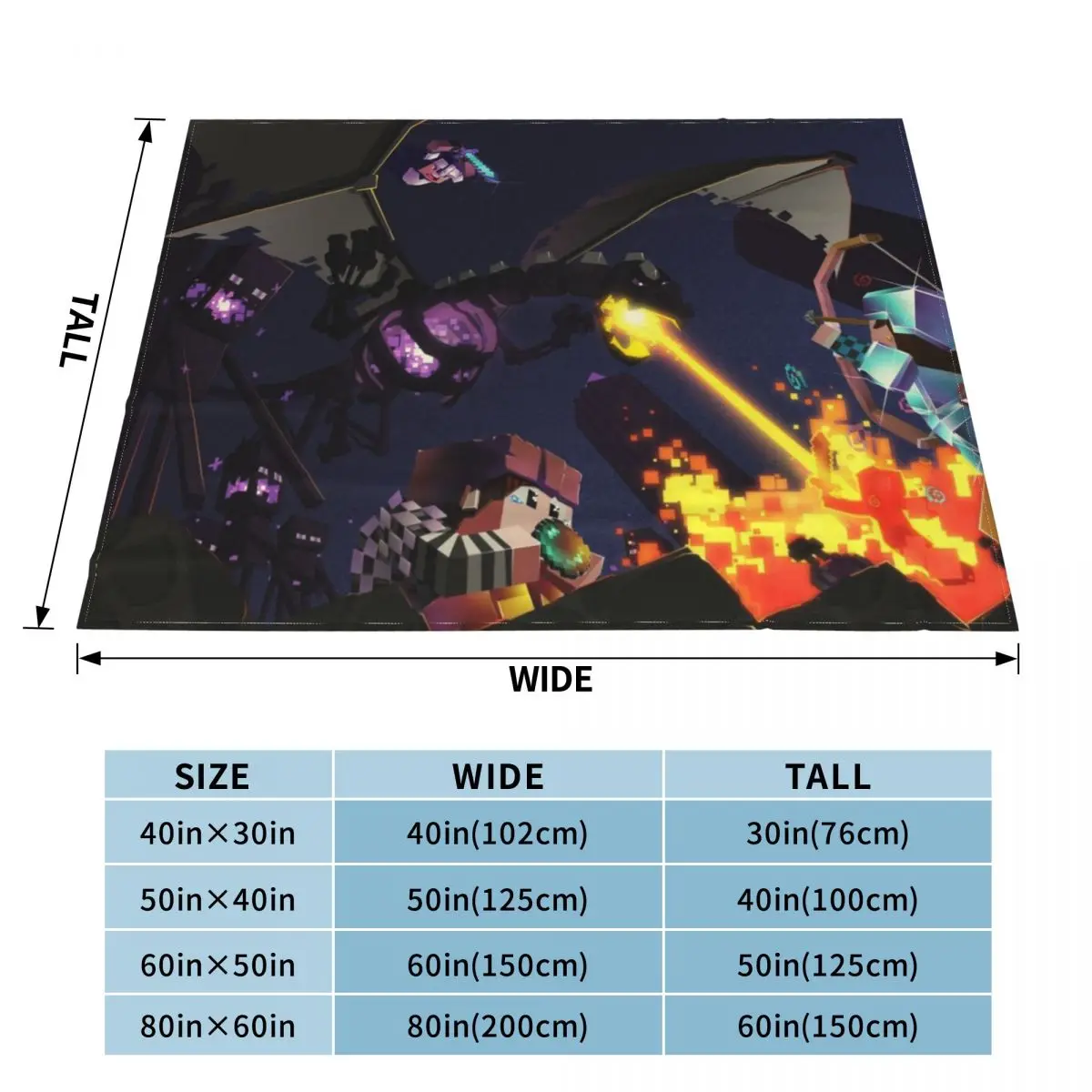 Epic Ender Dragon Battle Throw Blanket anime Comforter warm winter Furry Blankets