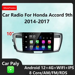 EzoneTronics CarPlay Android Auto CarRadio for Honda Accord 9th 2014-2017 360°Camera GPS Navigation Player Entertainment System