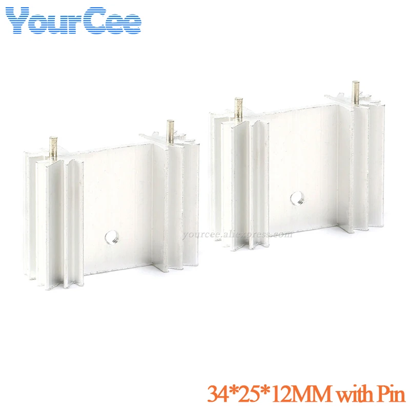 2pcs/1pc 34X25X12mm Radiator Aluminum Heatsink Heat Sink 34*25*12mm for LED Electronic Heat Dissipation Cooling Cooler with Pin