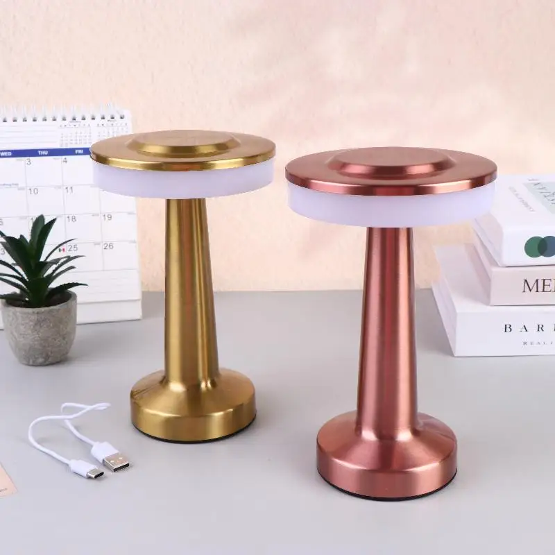 1 Set Metal Touch Decor For Bar Coffee Table Restaurant Decoration Light Dumbbell Table Lamp Desk LED Rechargeable Night Lights