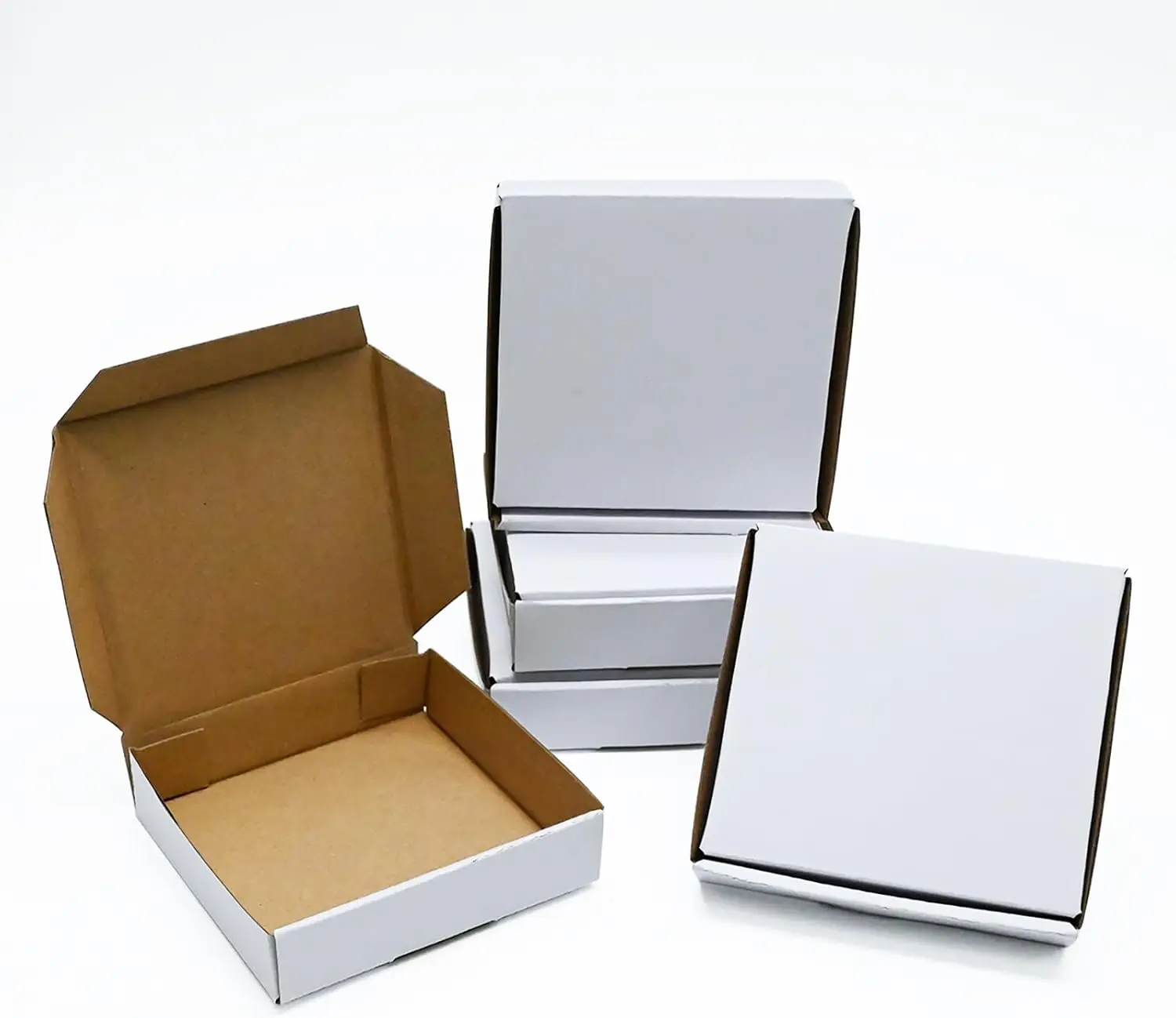 

KBG Small Shipping Boxes 4x4x1 Inch, 50 Pack White Corrugated Cardboard Mailers for Business Packaging