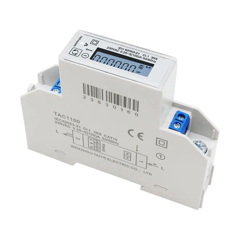 100A Single Phase 230V Din Rail Meter Electricity Kwh Meter Multi-function Energy Meter RS485 Modbus RTU Meter TAC1100