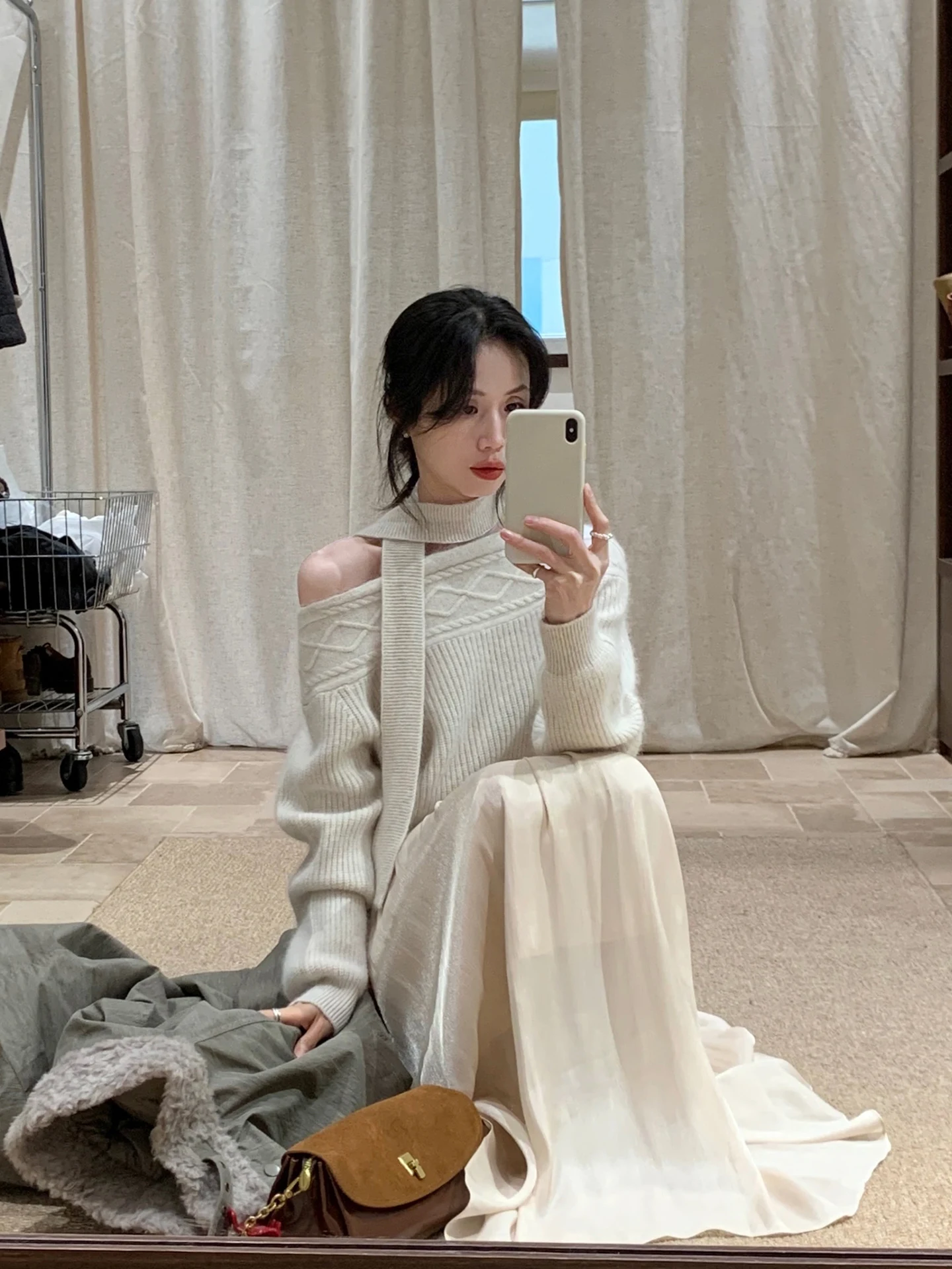 BRIVIN Korean Sle Women's Sweater with Sa Slant oulder Winter New Arrival Soft Cozy Long Sve Knitted Top