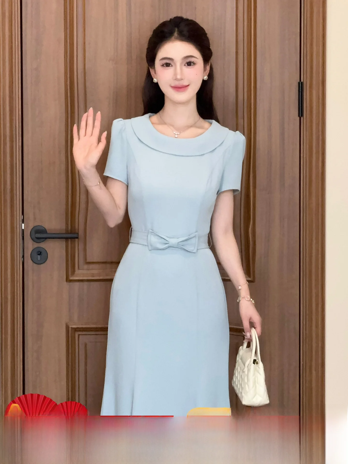 

Юбка А-силуэта LILI Korean Sle Blue Dr с завязками, из мягкой ткани, с высокой талией, подходит для повседневной носки летом...