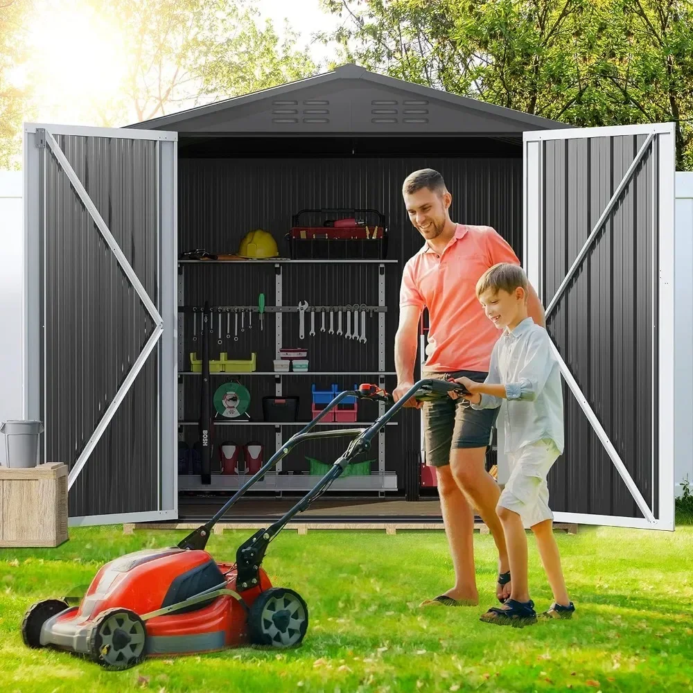 5.6x3.3-foot Outdoor Storage Shed, Large Metal Tool Shed, Heavy-duty Storage House with Lockable Doors and Ventilation Openings