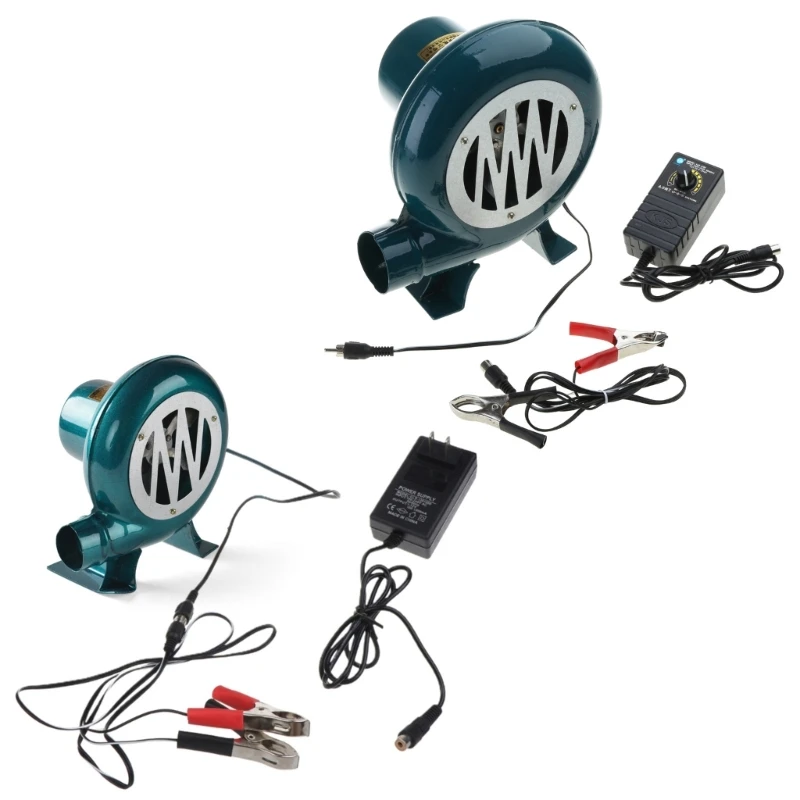 DC12V Air Blower BBQ Fan Cooking Blower Grill Fans with 220V Adjutable Speed Power Adapter 12V Clips 40/60/80/100W