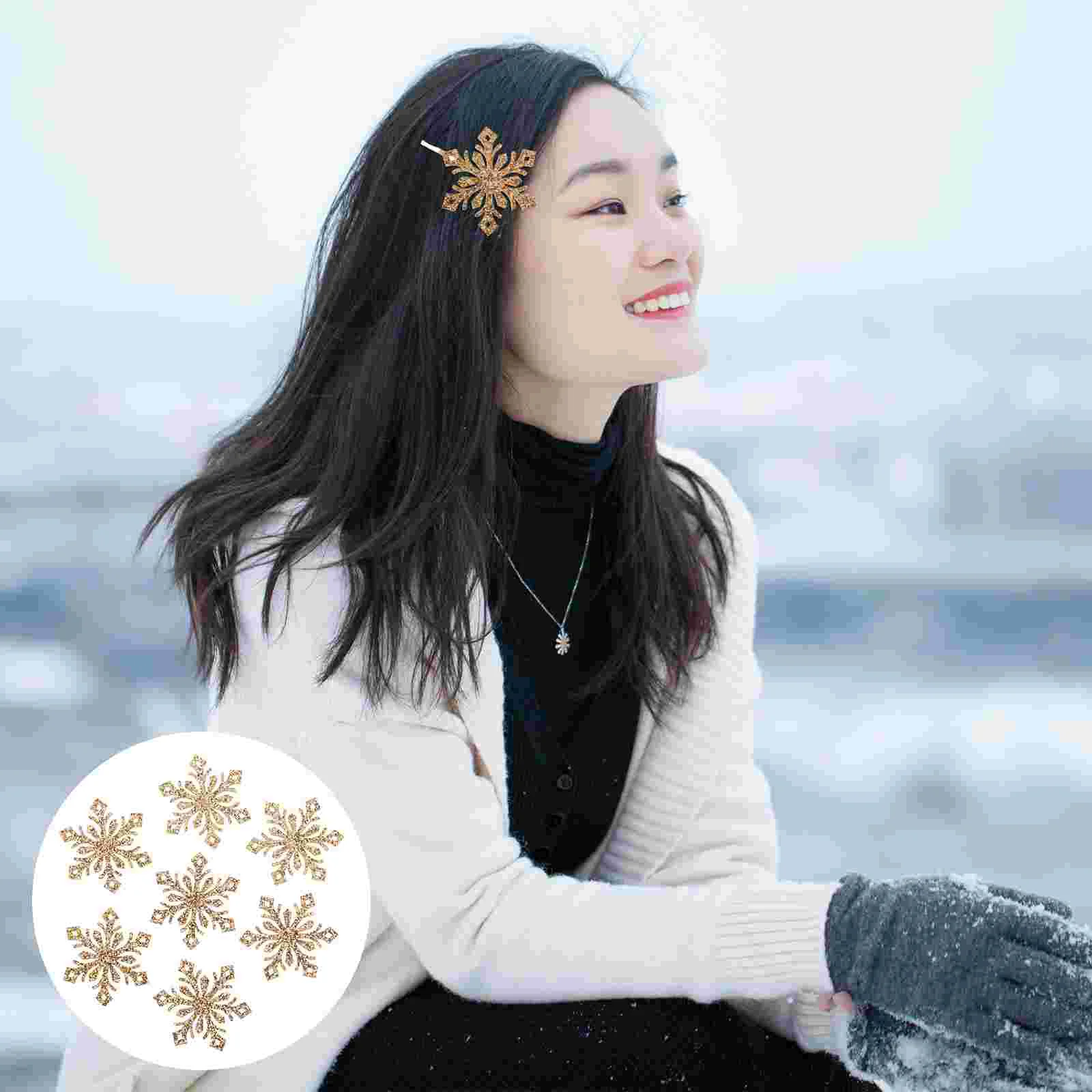 30 Pcs DIY Decorative Snowflakes Hair Pin Accessory Decorate Accessories Gold Powder Cloth Child Hairpin Patches