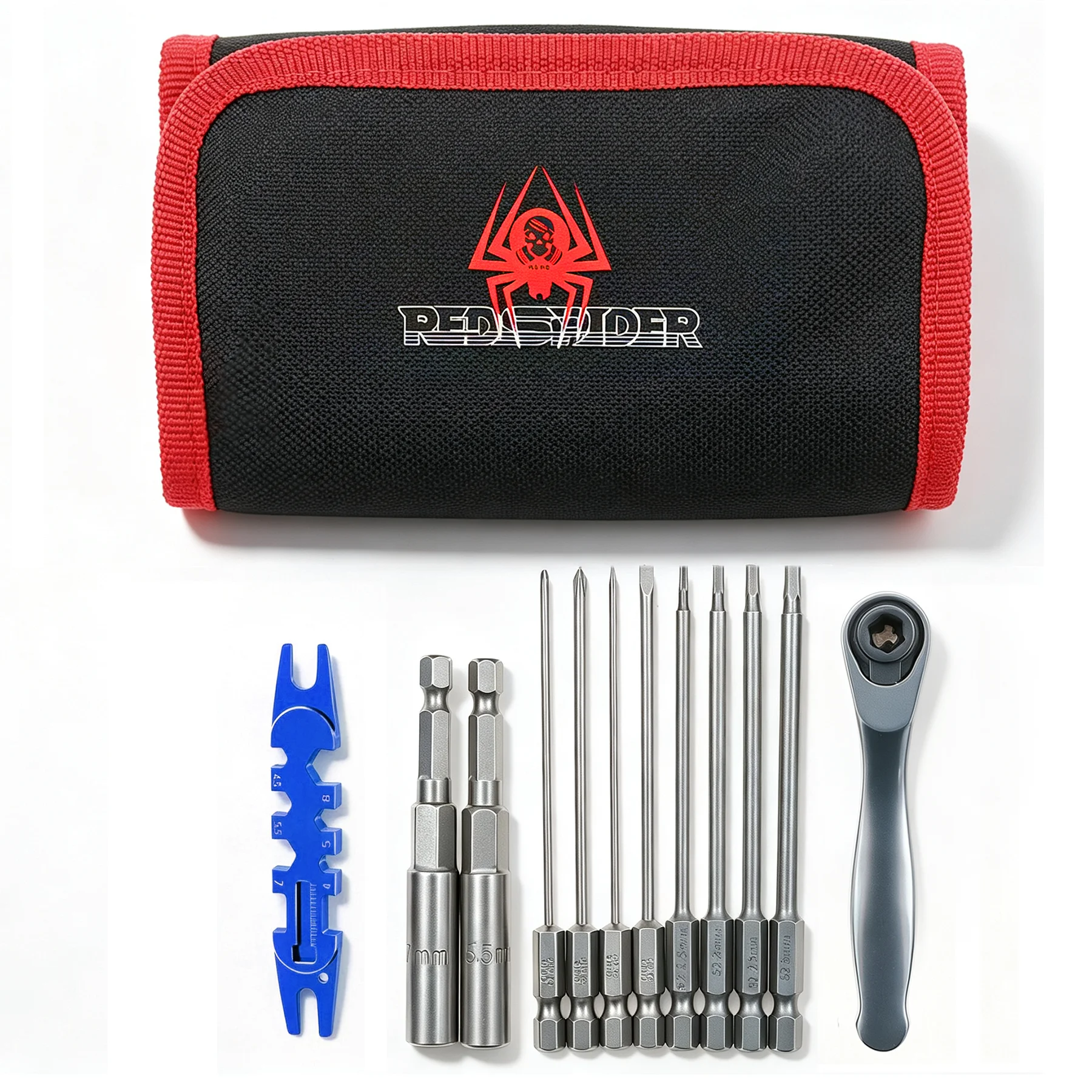 RED SPIDER Multifunctional RC Maintenance Tool Kit With Storage Bag, Repair Tools for 1/8 1/10 RC Crawler Drift Short Course Car
