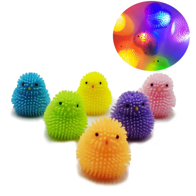 1PC Mini Inflatable Squishy Luminous Animal Children Glowing Vent Chick Toys Lovely Kids Flashing Anti Stress Ball Baby Bath Toy