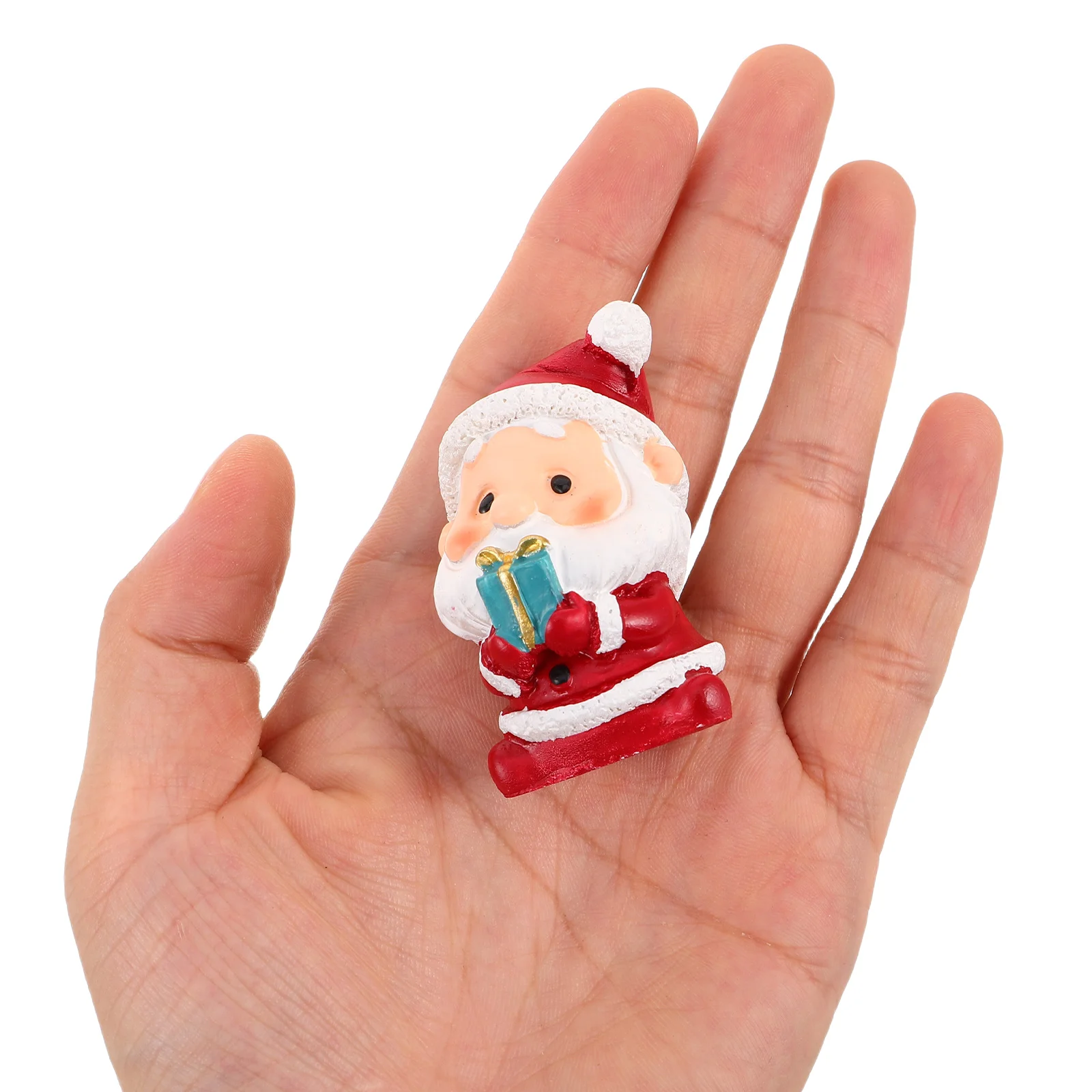 

6Pcs Christmas Mini Resin Snowman Santa Claus Bunny Hedgehog Bear Sculptures Tiny Winter Decorations Holiday Party Favors