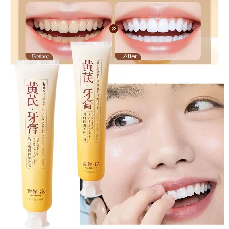 

200G Herbal Astragalus Toothpaste - Whitening, Stain Removal, Odor Elimination, Fresh Breath, Natural Formula,