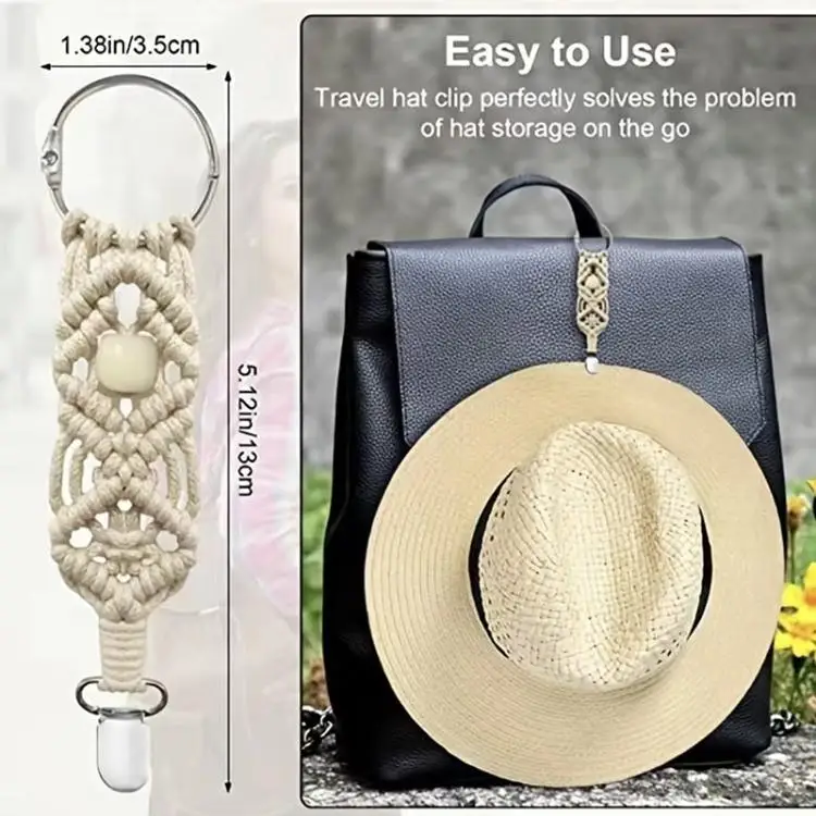 Women Knitting Hat Clips Bag Accessories Woven Backpack Luggage Hat Hooks Men Travel Beach Hiking Baseball Sun Straw Hat Cliper