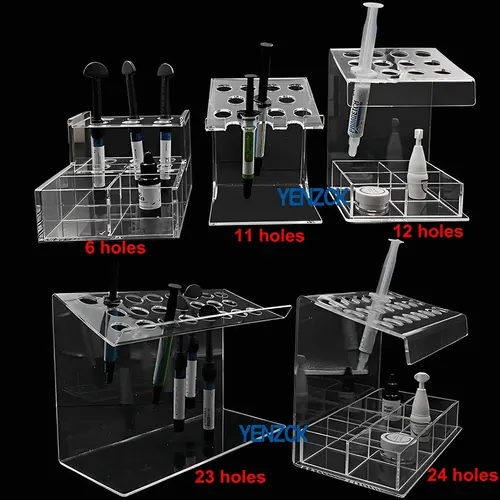 Soporte organizador acrílico de 5 tipos para jeringa Dental, aplicador adhesivo de resina, suministros de almacenamiento Dental