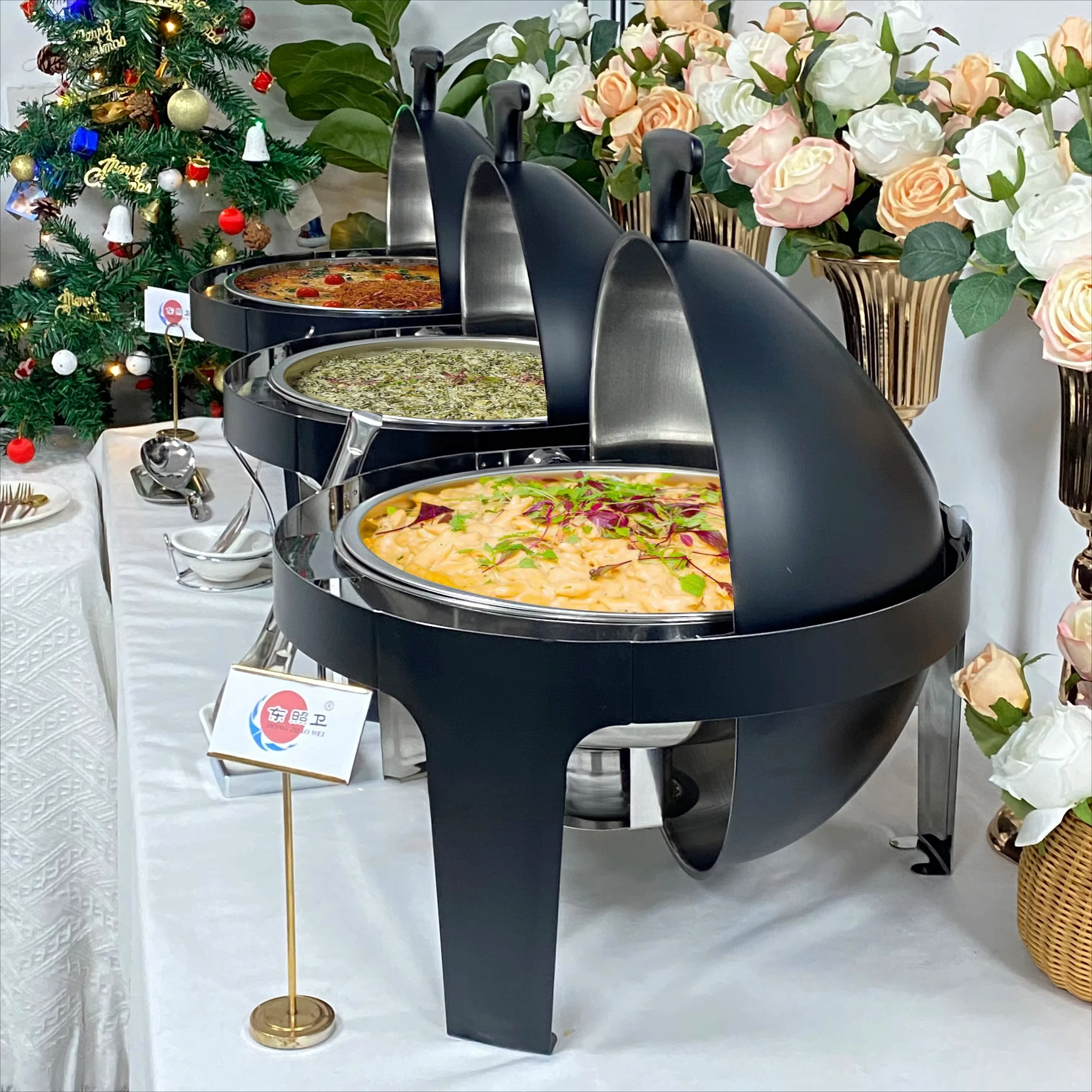 Premium Buffet Hot Hotel Stainless Steel Food Heater Black Food Heater Top Hot Pot Round/Rectangle