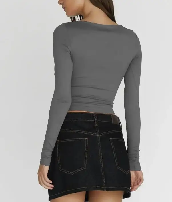 

Slim Fit Knitted Sweater for Women Fashionable Spicy Girl One Neck Top Popular Base T-Shirt Stylish Casual Wear