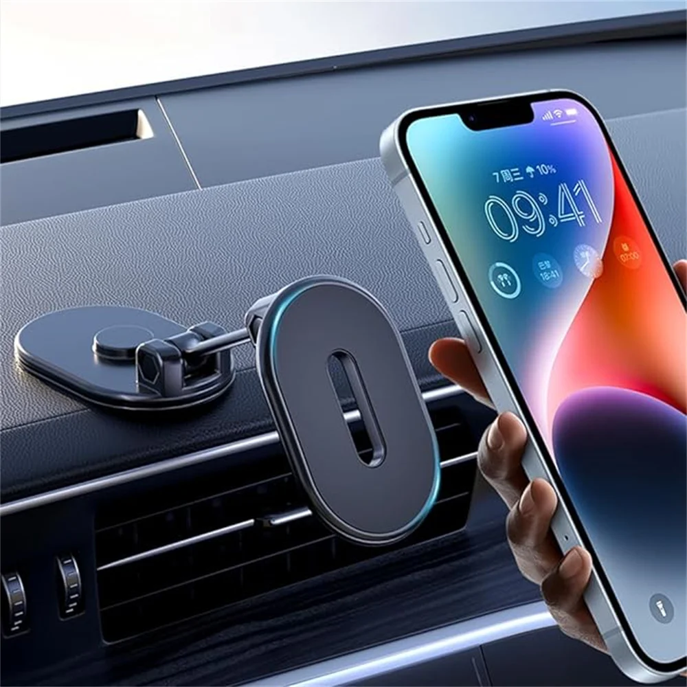 

Magnetic Car Phone Holder Alloy Folding Strong Magnet 360 Rotation Universal Dashboard Mount for Smartphones Tablets