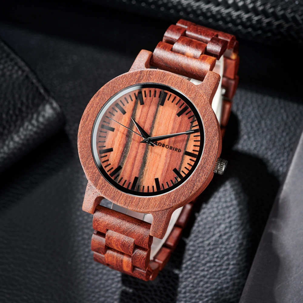 

BOBO BIRD Red Sandalwood Men's Watch Relogio Masculino Japanese Quartz Movement With Wooden Box Welcome Wholesale Dropshipping