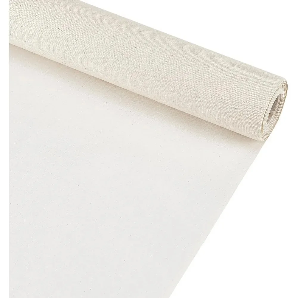 

5 Yards x 15 Inches Canvas Roll 27 Oz Four Primed Canvas Roll Artist Canvas for Gesso Art Painting Oil Painting