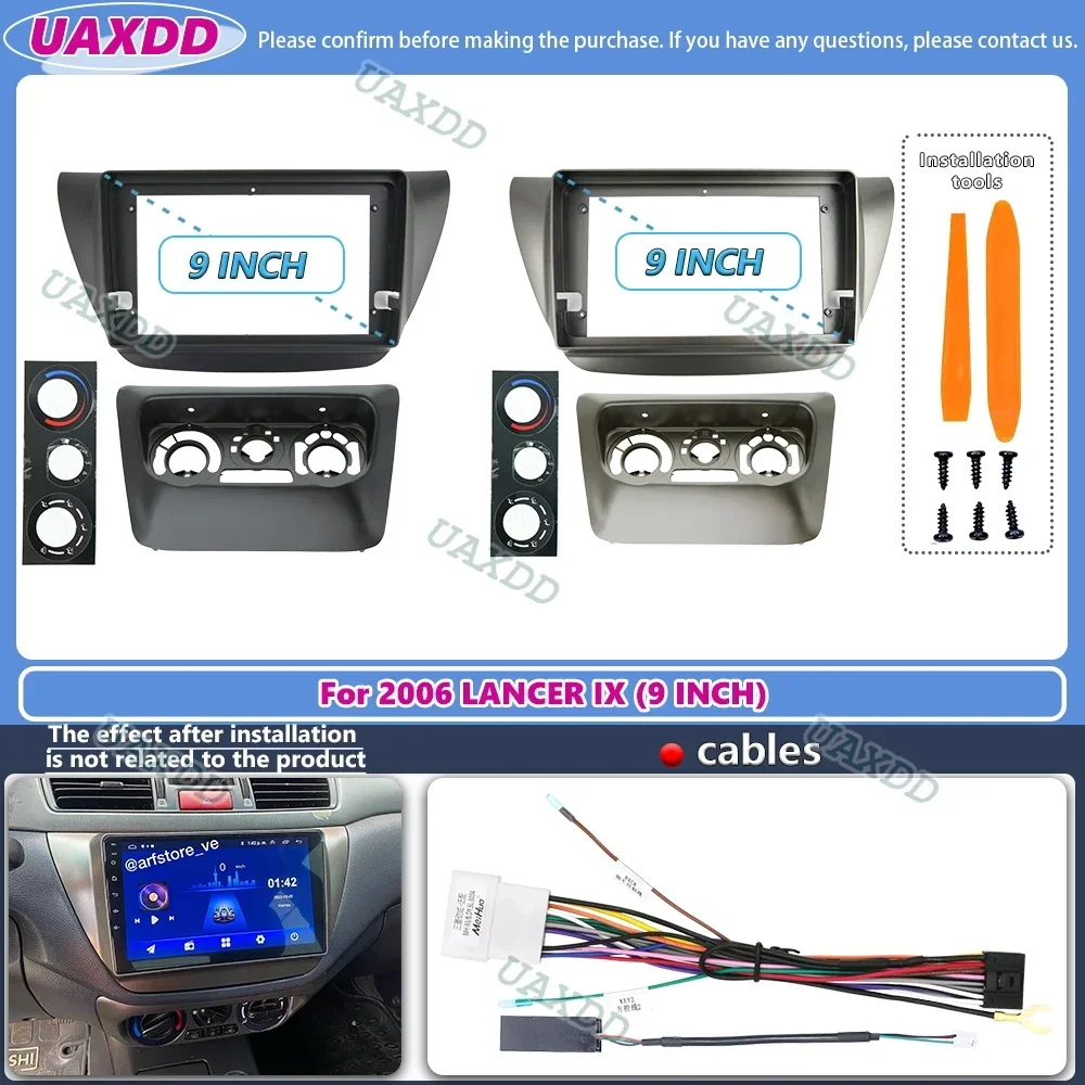 2 Din Auto Per Il 2005-2008 Mitsubishi LANCER IX 9 POLLICI Android frame Kit pannello cavo video cablaggio lettore multimediale cruscotto MP5