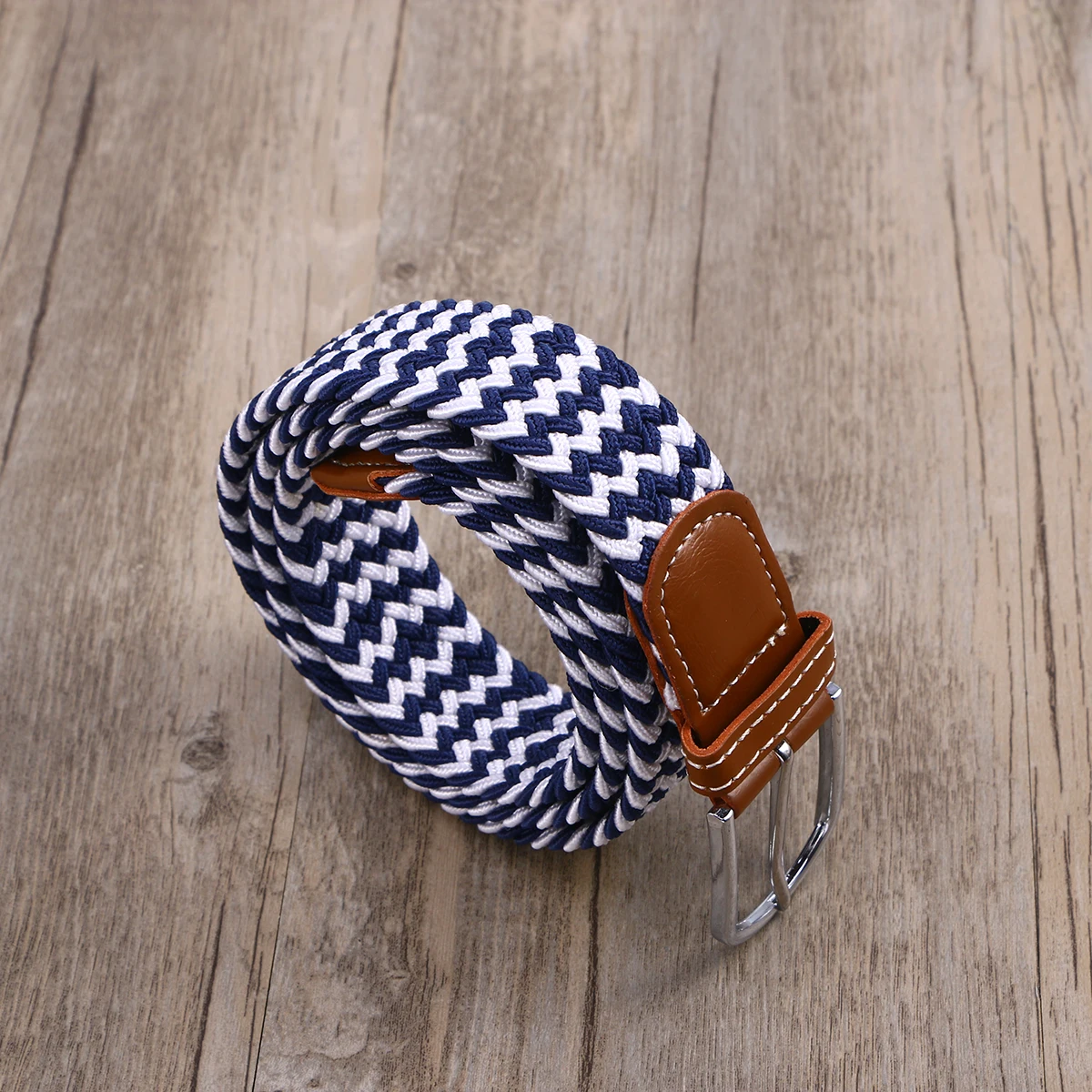 

Elastic Woven Belt Metal Buckle Canvas Stretchy Webbing Waistb for Men Women Light Colors Fits Outdoors