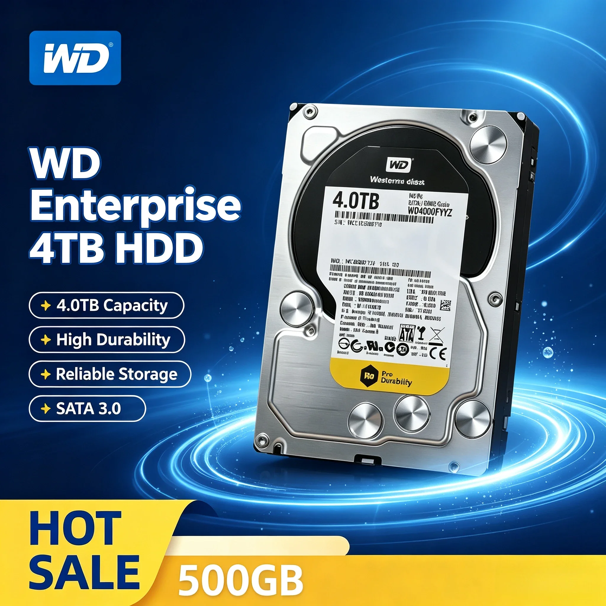 WD RE (RAID Edition) Black Gold Desktop HDD 3.5" SATA , 7200 RPM, for Gaming, Surveillance, DVR & Server Uses, Easy.