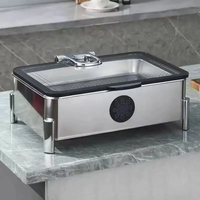 Breakfast Insulation Furnace 304 Stainless Steel Hydraulic Cover Large Visual Rectangle Large Glass Rectangular