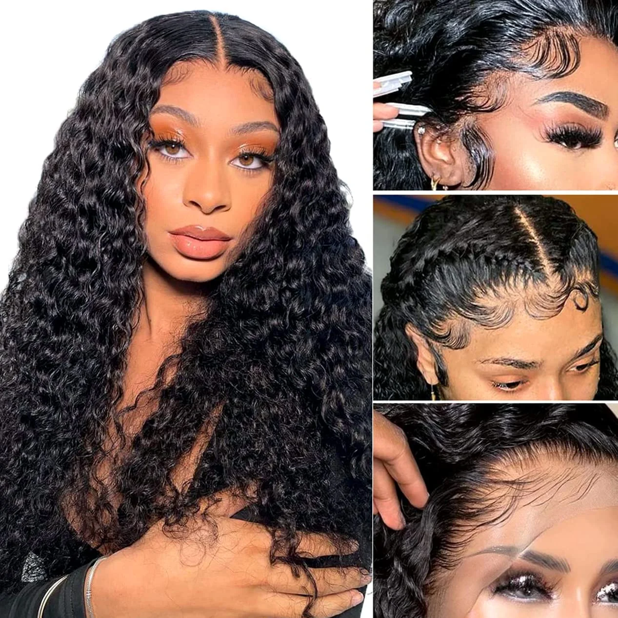 Curly 200 Density 13x6 HD Transparent Lace Frontal Human Hair Wig Water Wave 30 34Inch Brazilian 13x4 Lace Front Wigs PrePlucked