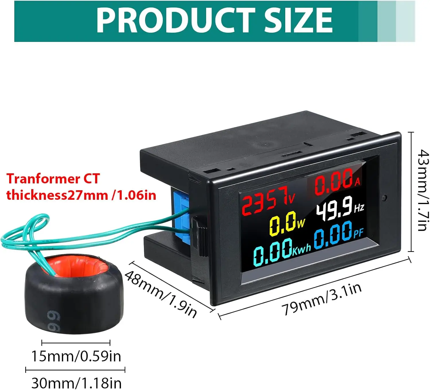 2 pezzi 80-300V 100A multimetro digitale voltmetro LCD tensione corrente fattore di potenza tester