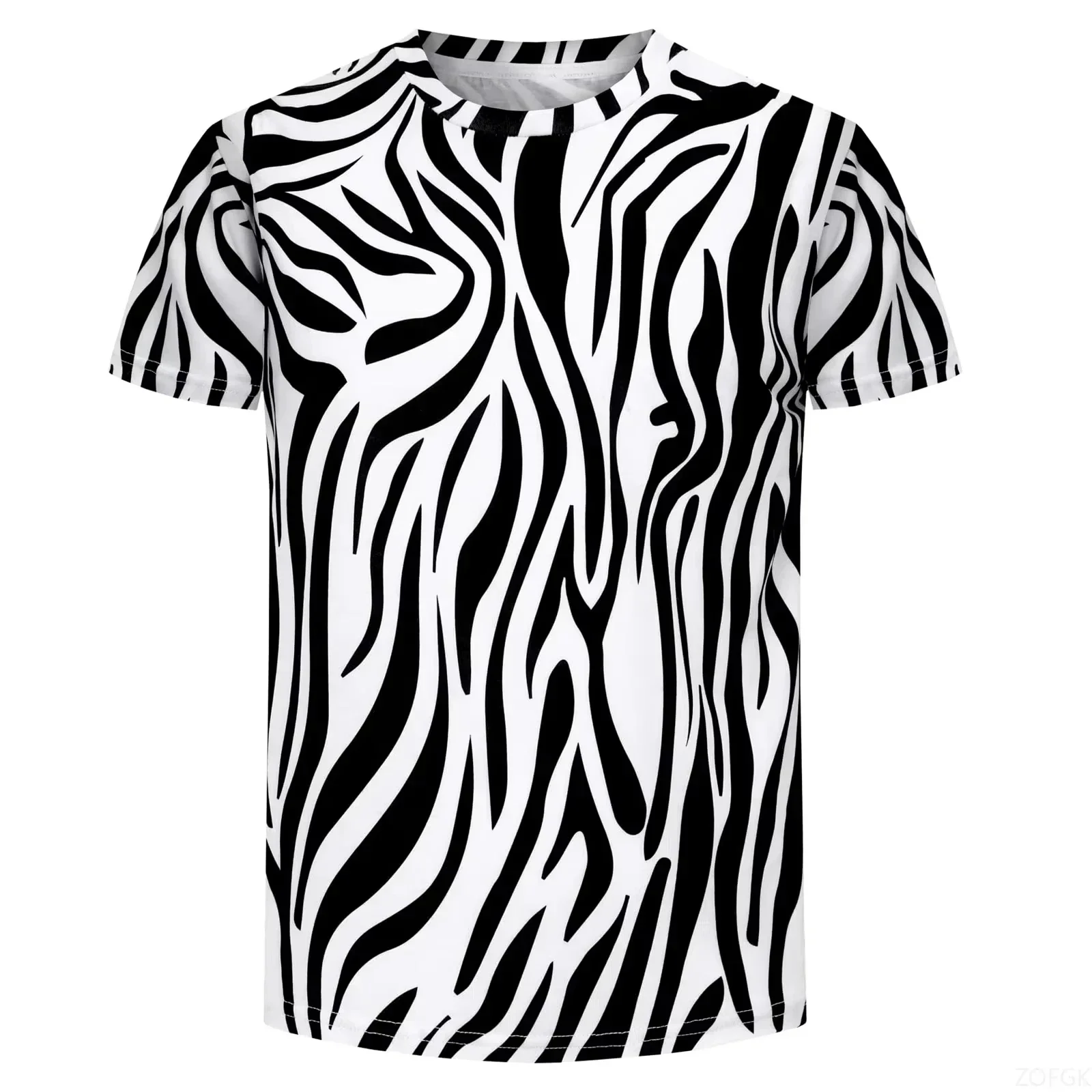 Herren T-Shirt mit Tiermuster, Kurzarm, Tiger-, Zebra-, Leoparden- und Dalmatiner-Muster, lässiger Rundhalsausschnitt, leichtes Sommer-T-Shirt. – Detail 8